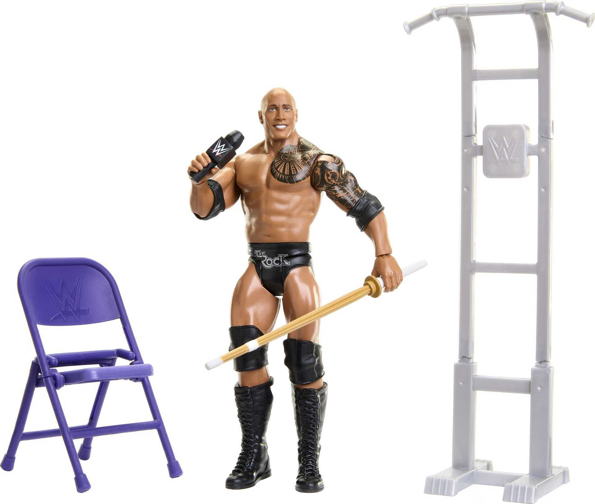WWE Action Figure The Rock with Ringside Battle Accessories